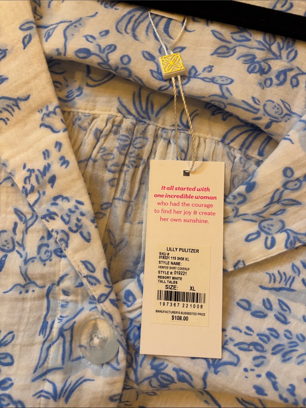 NWT!! Lilly Pulitzer Blue & White Floral Swim Coverup Set - Picture 8 of 10